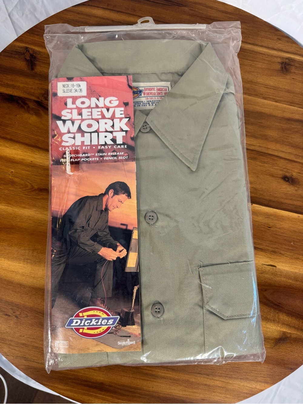 Dickies Long Sleeve Work Shirt - Olive Green Vintage Unopened